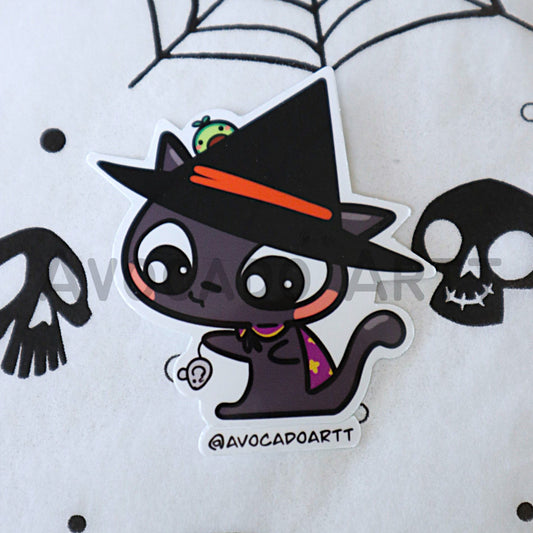 Naughty Cat Witch Sticker