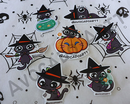 Flying Cat Witch Sticker