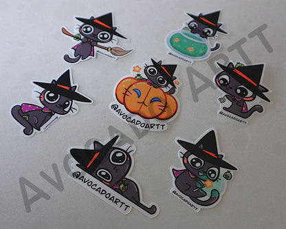 Flying Cat Witch Sticker