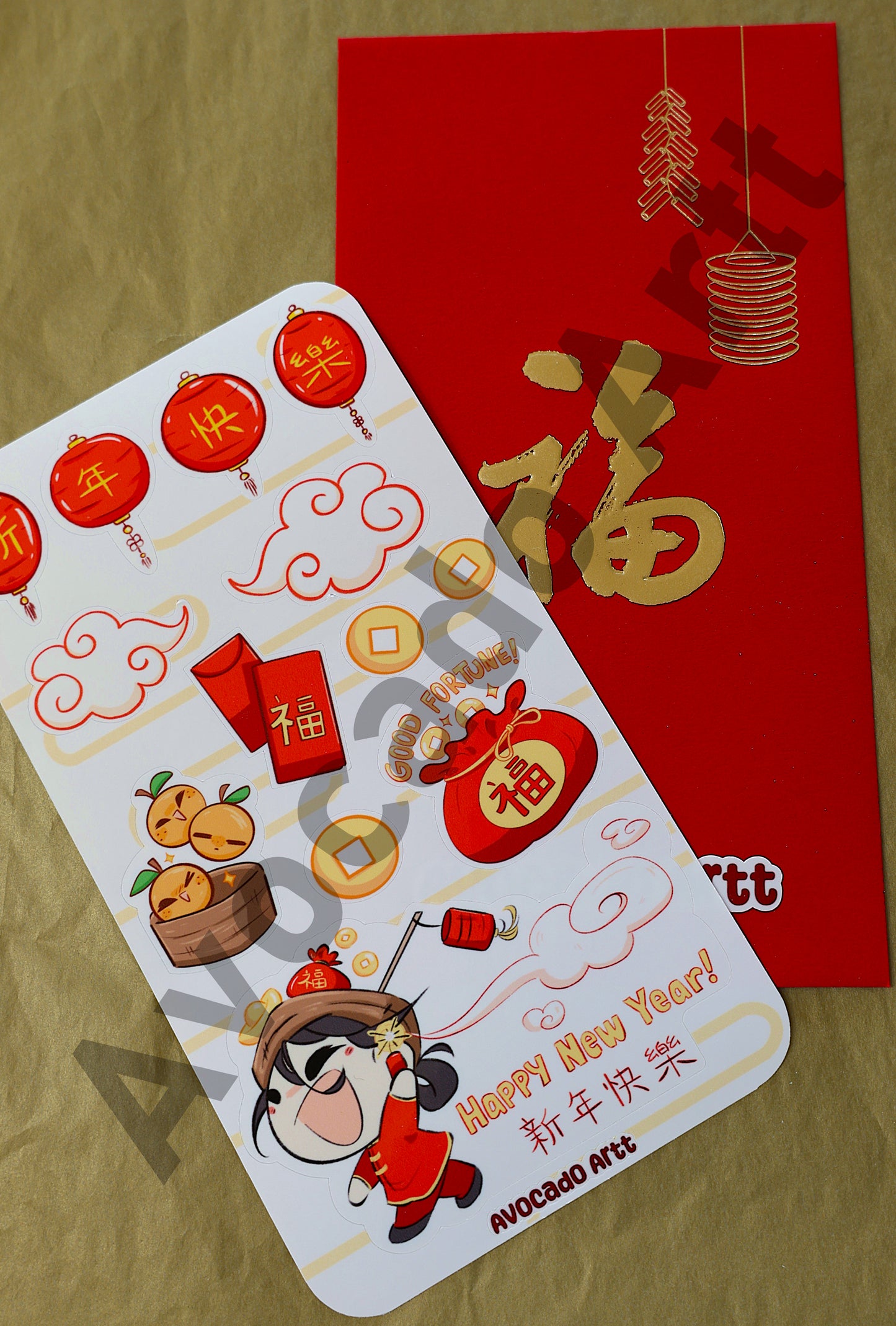 Lunar New Year Sticker Set – Red Envelope, Lucky Oranges & Festive Decorations | CNY 2025 Stickers