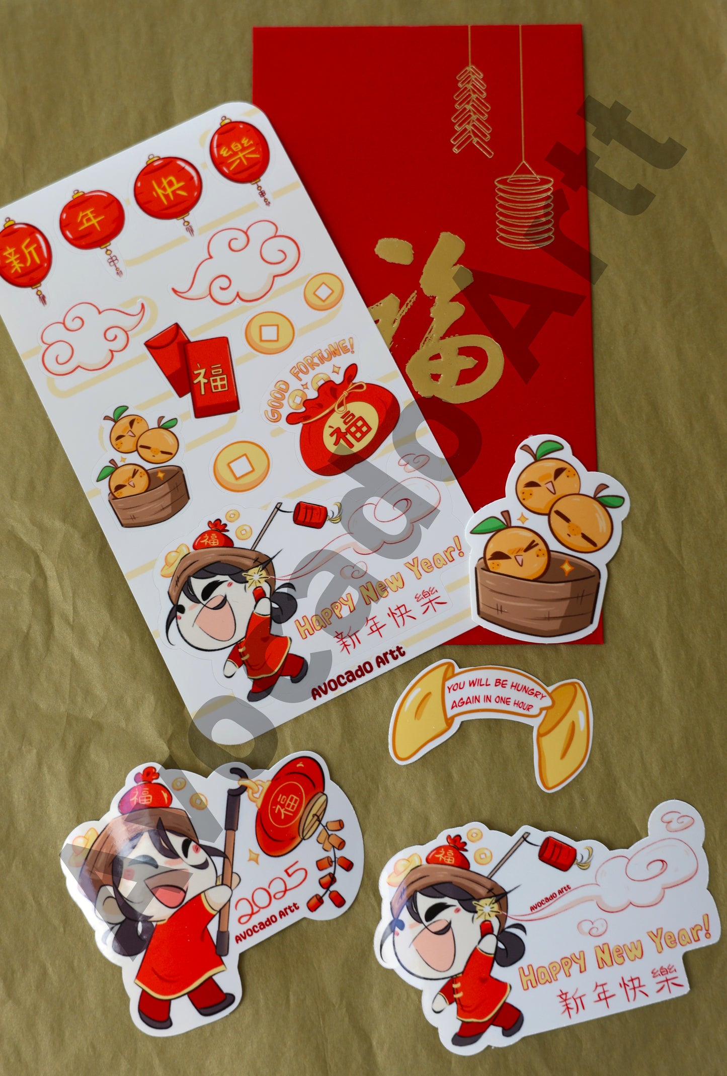 Lunar New Year Sticker Set – Red Envelope, Lucky Oranges & Festive Decorations | CNY 2025 Stickers