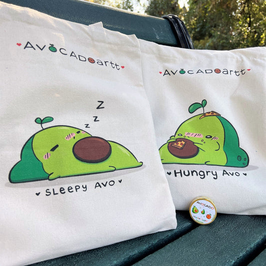 Sleepy Avocado Cotton Canvas Tote Bag