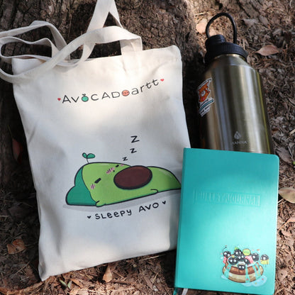 Hungry Avocado Cotton Canvas Tote Bag