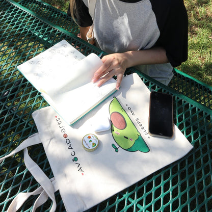 Hungry Avocado Cotton Canvas Tote Bag