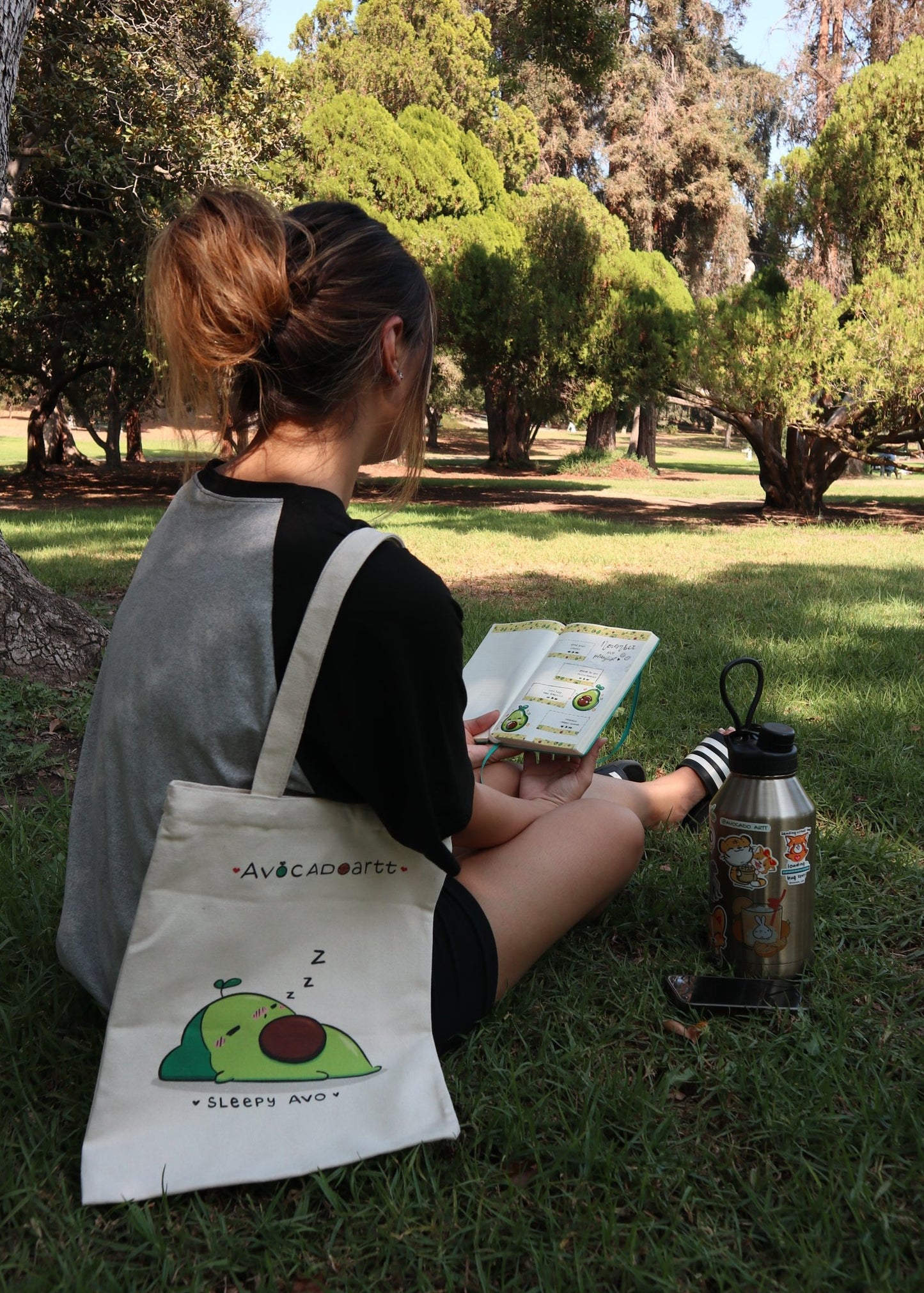 Hungry Avocado Cotton Canvas Tote Bag