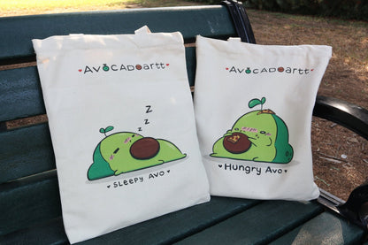 Hungry Avocado Cotton Canvas Tote Bag