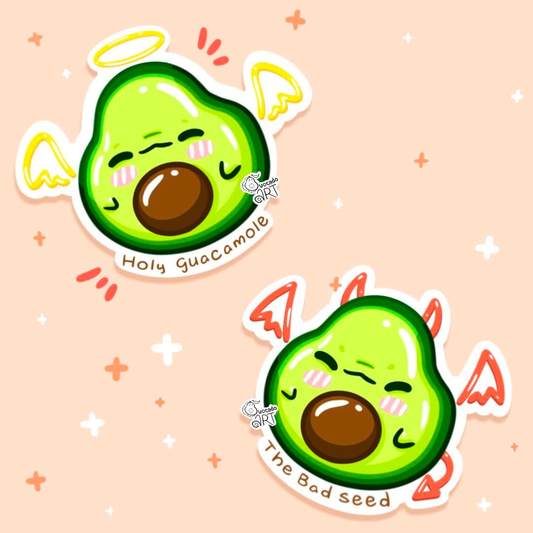 Avocado stickers: Angel/Devil