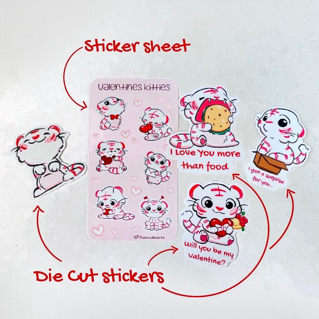 Valentines Tiger Sticker Pack