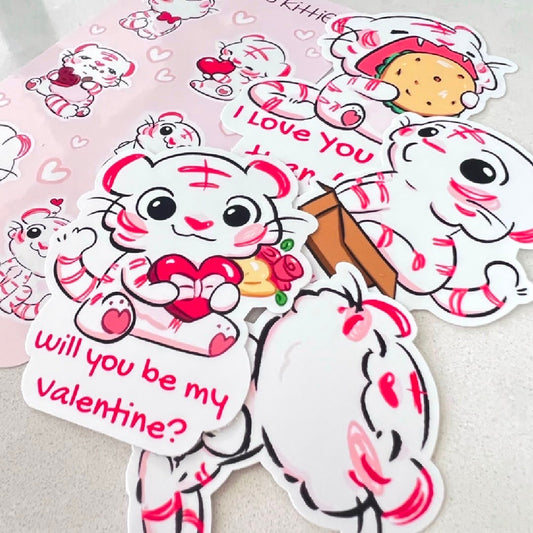 Valentines Tiger Sticker Pack