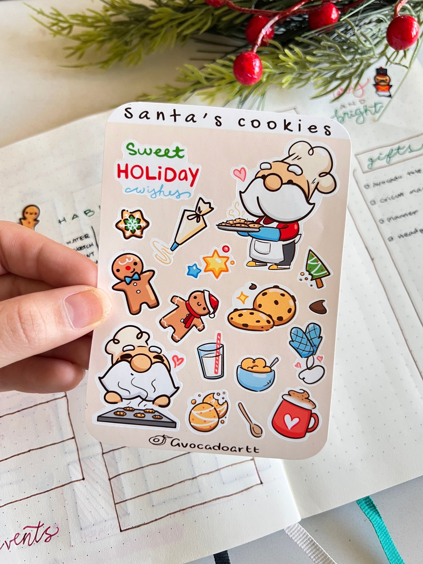 Santa Cookies Sticker Sheet
