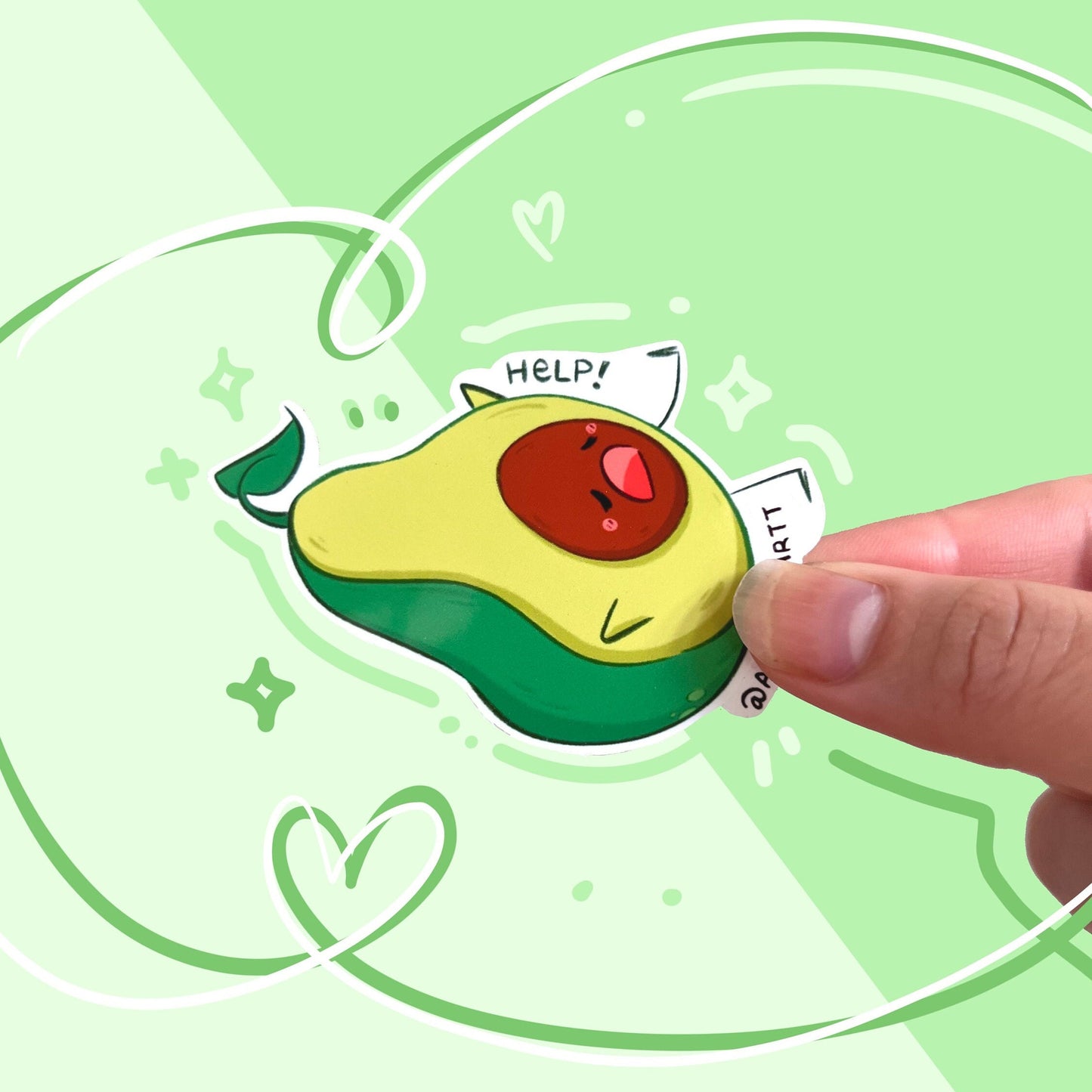 Avocado "Help" sticker