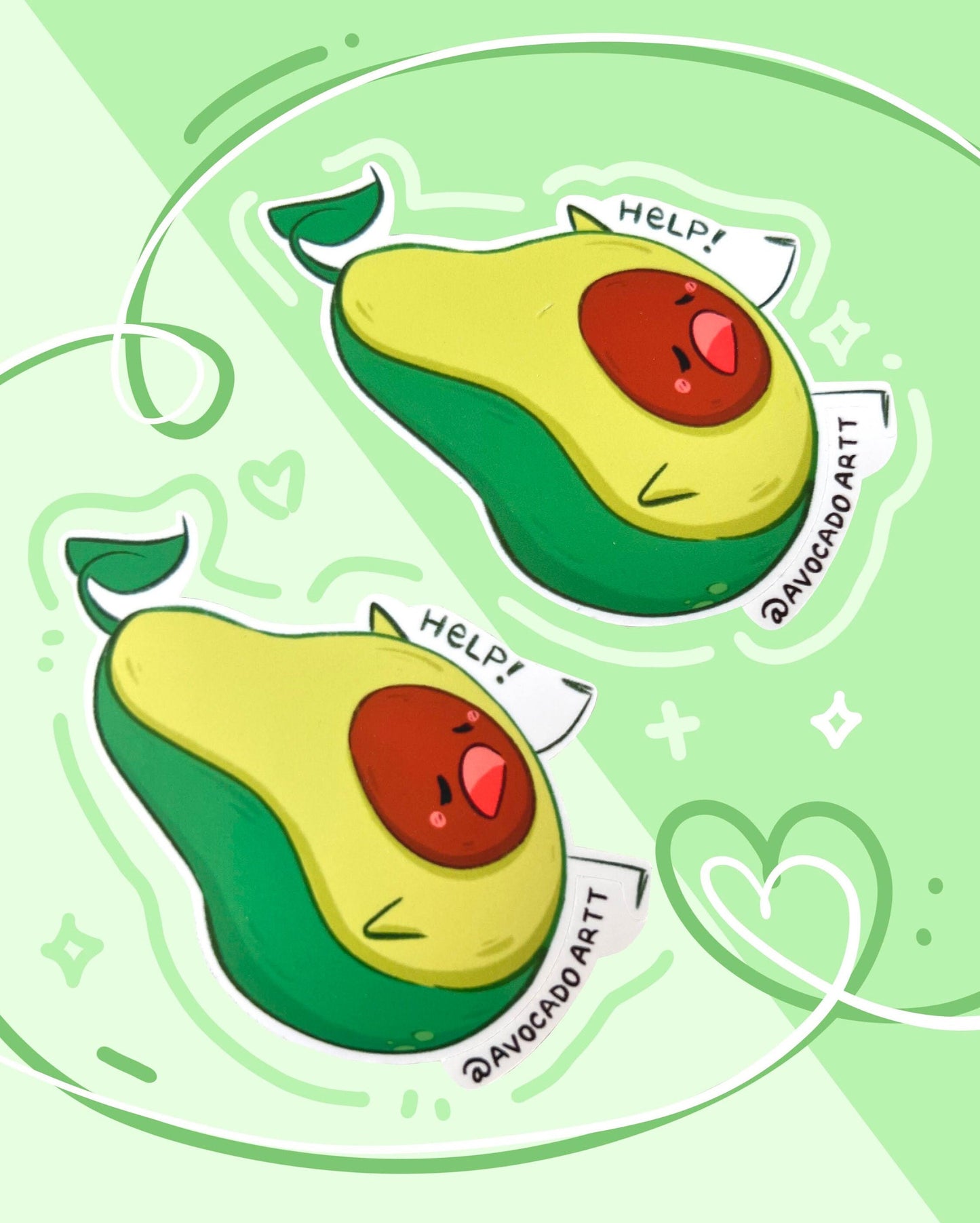 Avocado "Help" sticker