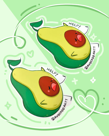 Avocado "Help" sticker